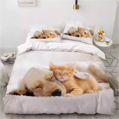 Dog   and Cat   Design 3 Piece Duvet Set
