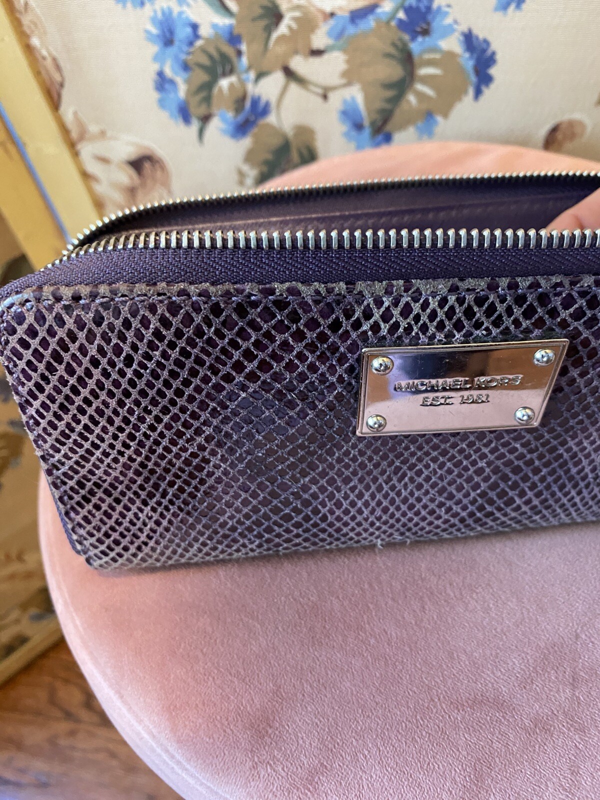 Michael Kors Jet Set Purple Python Pattern Leathe… - image 1