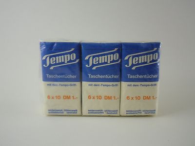 Alte Original Tempo Taschentücher 6er-Pack ungeöffnet 1960er Jahre