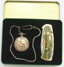 New Timeless Classics Deer Pocket Watch  Folding Knife New In Tin Box Gift 1753
