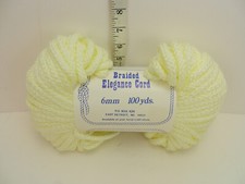 Pastel Yellow 6mm Braided Elegance Cord Macram  Cord 100 Yards Vintage New Clean