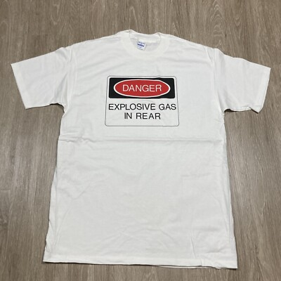 #ad Danger Shirt XL 90s 00s Y2k Explosive Gas In Rear Crude Humor Funny Parody Tee $10.19