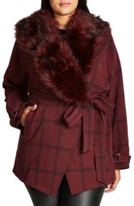 berry belted wrap coat