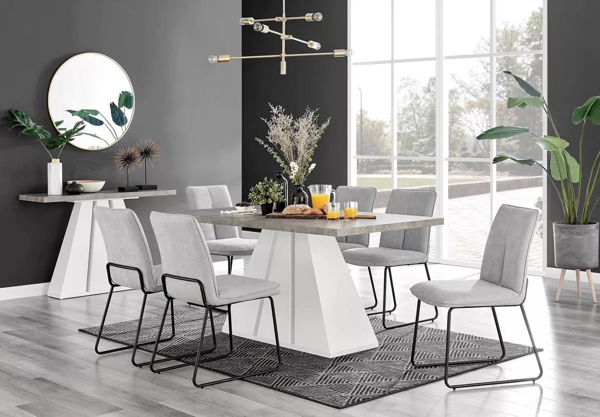 Concrete effect dining table cheap set