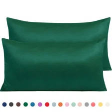 2 Piece Silky Satin Pillowcases Standard Queen King Size Ultra Soft and Smooth