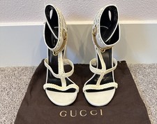 Gucci White Ursula Leather Strappy Braided An...