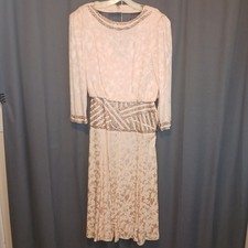 Roaring 20s Style Dress 100 Silk D'ore Vintage Dramatic Plunging Back Pink 6
