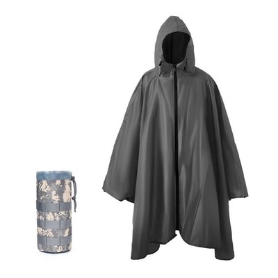 Übergröße Erwachsene Regenponcho mit Kapuze und Reißverschluss, Poncho Para L...