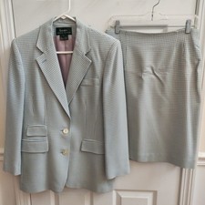 Vintage Ralph Lauren Blazer Skirt 2 Piece Suit Set Women's 10 Houndstooth