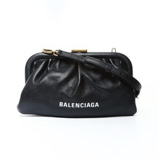 Authentische BALENCIAGA Cloud XS 2-Wege Leder Clutch Schultertasche schwarz...