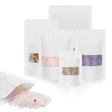 50pcs Kraft Bags with Window 5.9x8.6 Inches White Reusable Sealable Zip Lock ...