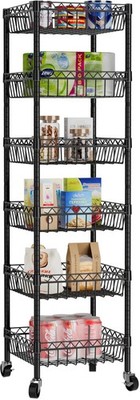 6 Shelves Storage Shelf Wire Closet Bathroom Organizers Metal Pantry Kitchen ...
