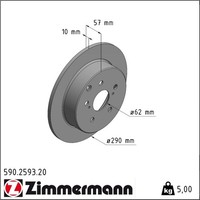 2X Zimmermann 590.2593.20 Bremsscheibe FüR Toyota Corolla Zer ZZE12 R1