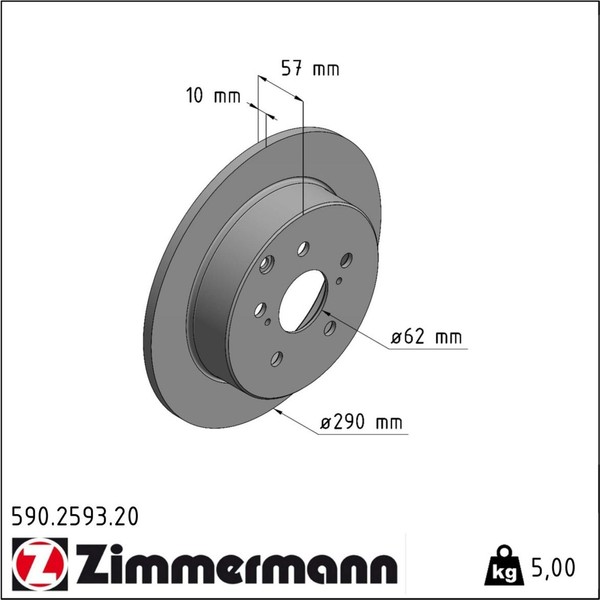 2X Zimmermann 590.2593.20 Bremsscheibe FüR Toyota Corolla Zer ZZE12 R1-image