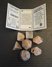 Chessex 38003 Hidden Wonders Phantom Grey Orange Polyhedral 7pc dnd Dice Set