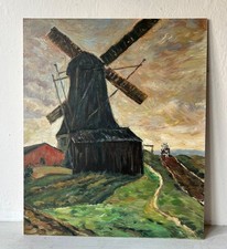 Oil Landscape With Windmill Worpswede Copy After Fritz Mackensen 60 X 50 CM