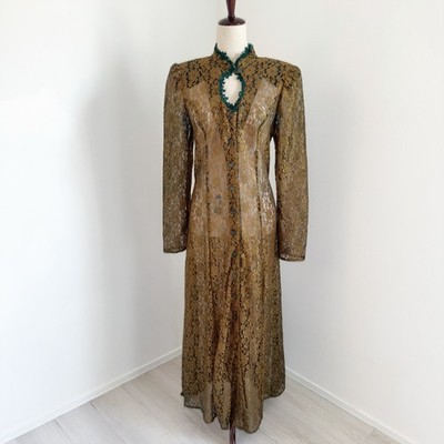 VTG Studio C Dress Womens 14 Green Victorian Dark Fairy Renaissance Medieval