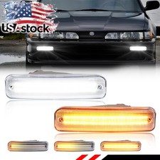 2x Clear Switchback Led Drl Bumper Turn Signal Light For 1990-1991 Acura Integra