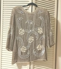 Vintage Silk Beaded Lined Top Holiday Wedding With Tags Never Worn Org. 499.00