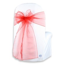150 pcs Organza Chair Cover Bow Sash 108"x8" - Red - Wedding Party Banquet pe