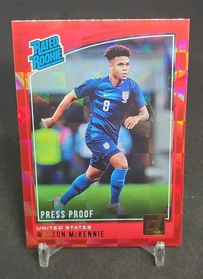2018-19 Panini Donruss - Rated Rookie Weston McKennie #199 Press Proof Red (RC)