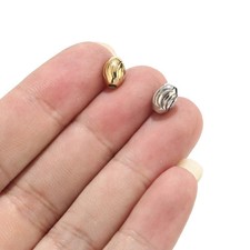 30pcs Stainless Steel Gold Plated Beads Oval Carved Spacers Solid Beads Crafts