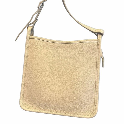 Longchamp Leather Shoulder Bag Off-White Used Japan