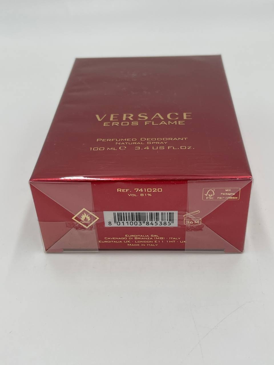 VERSACE EROS FLAME 3.4 DEODORANT SPRAY (GLASS BOTTLE)  NEW IN BOX