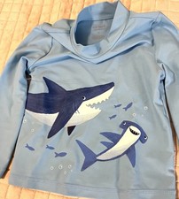 Blue Carters Shark Rash Guard Size 2T NWT