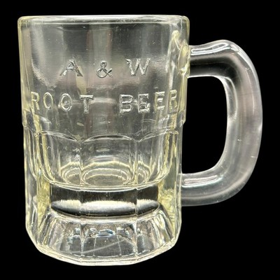 Vintage A & W Root Beer Glass Souvenir Advertising Mini Mug c. 1950s