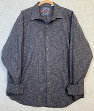 Robert Graham Mens XL Black Gray Abstract Dot Geometric Flip Cuffs Classic Fit