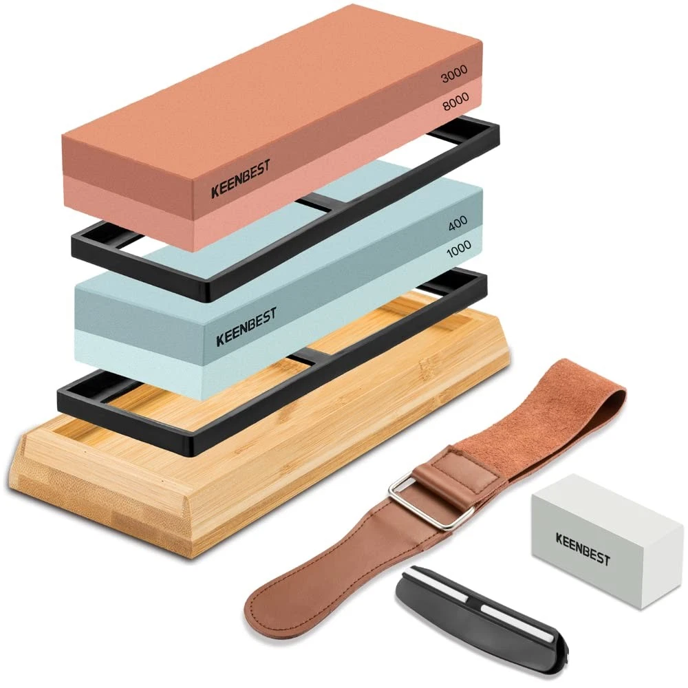 KEENBEST Actual Grit Premium Material Whetstone Set 2 Side Grit 400 1000 3000...