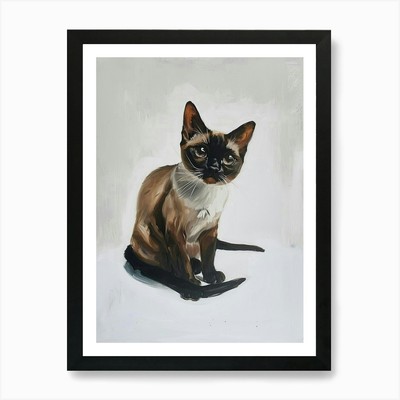 Tokinesische Katze Gemälde 3 Kunstdruck gerahmt Wandbild Poster Leinwanddruck Bild