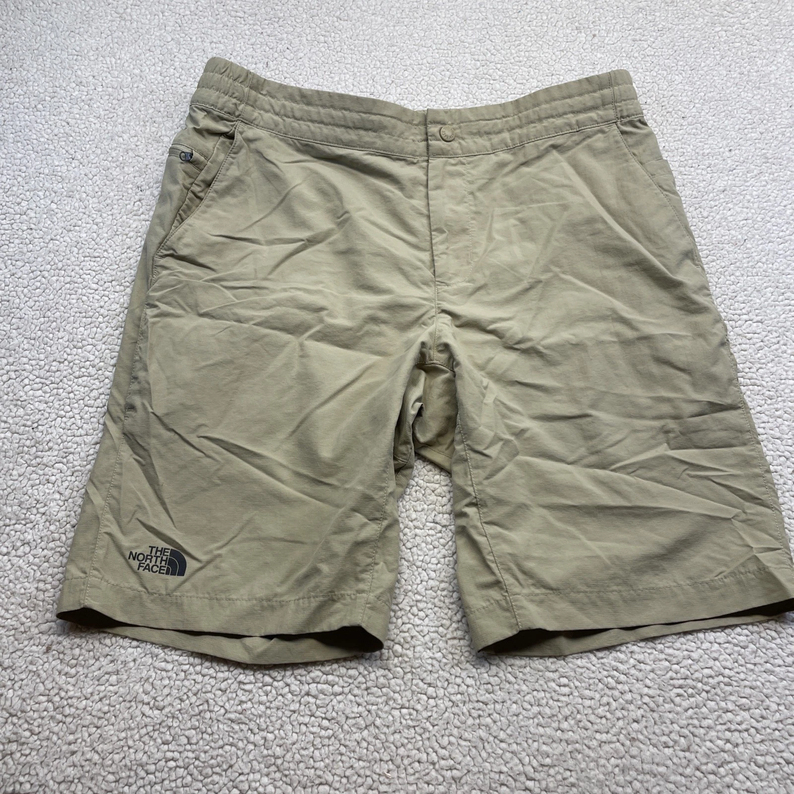 The North Face Shorts Mens L Tan Hiking Ripstop Cargo Pockets Elastic Waist