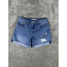 Levi Strauss Mid Length Shorts 28 Blue Distressed Cuffed Denim Jean Shorts 0741