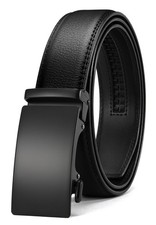 CHAOREN Mens Leather Ratchet Belt - 1 3/8" 32" to 38" Waist Adjustable, Black