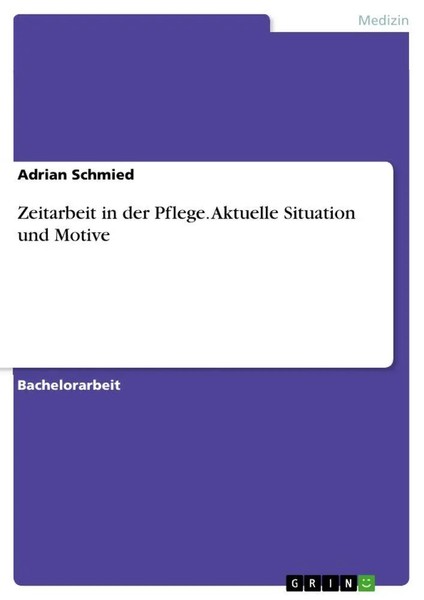 Zeitarbeit In Der Pflege. Aktuelle Situation Und Motive Adrian Schmied Buch 2017-image