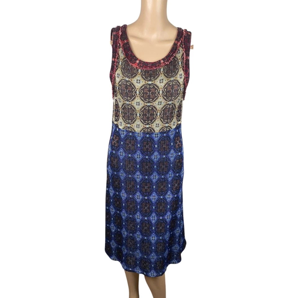 Anthropologie Cecilia Prado $298 Jewel Tone Metallic Knit Dress SZ L - Image 3 of 4