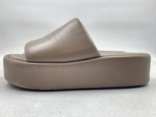 Balenciaga Women's Chunky Platform Leather Slide Sandals Taupe Size 38