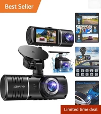 Comprehensive 3-Channel Dashboard Camera with Loop Recording & 24Hr Parking Mode