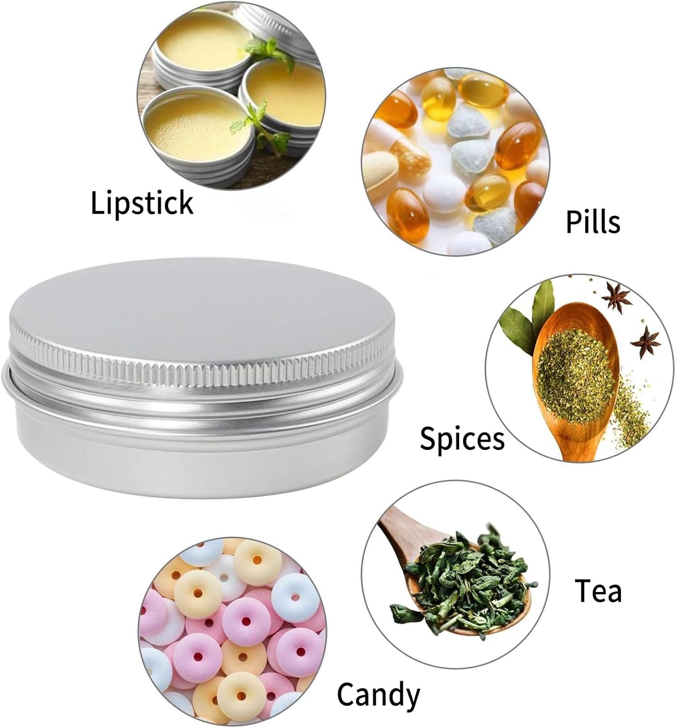 48 Pack 2 Oz Metal Round Tins Aluminum Tin Cans Containers with Screw Lid 