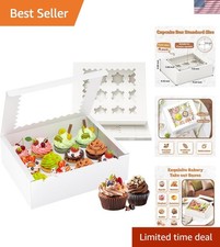 Elegant 4 Pack Cupcake Boxes - Hold 12 Standard Cupcakes with Window Design