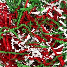 1LB Red Green White Crinkle Cut Paper Shred Filler Xmas Paper Shreds for Bask...