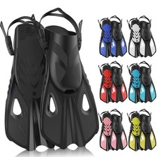 Snorkel Fins, Swim Fins Travel Size Short Adjustable for Snorkeling Diving