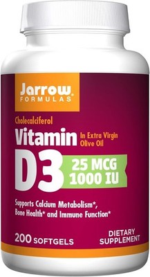 Jarrow Formulas  Vitamin D3, 25 mcg, 1000 IU, 200 Softgels (pack of 1)