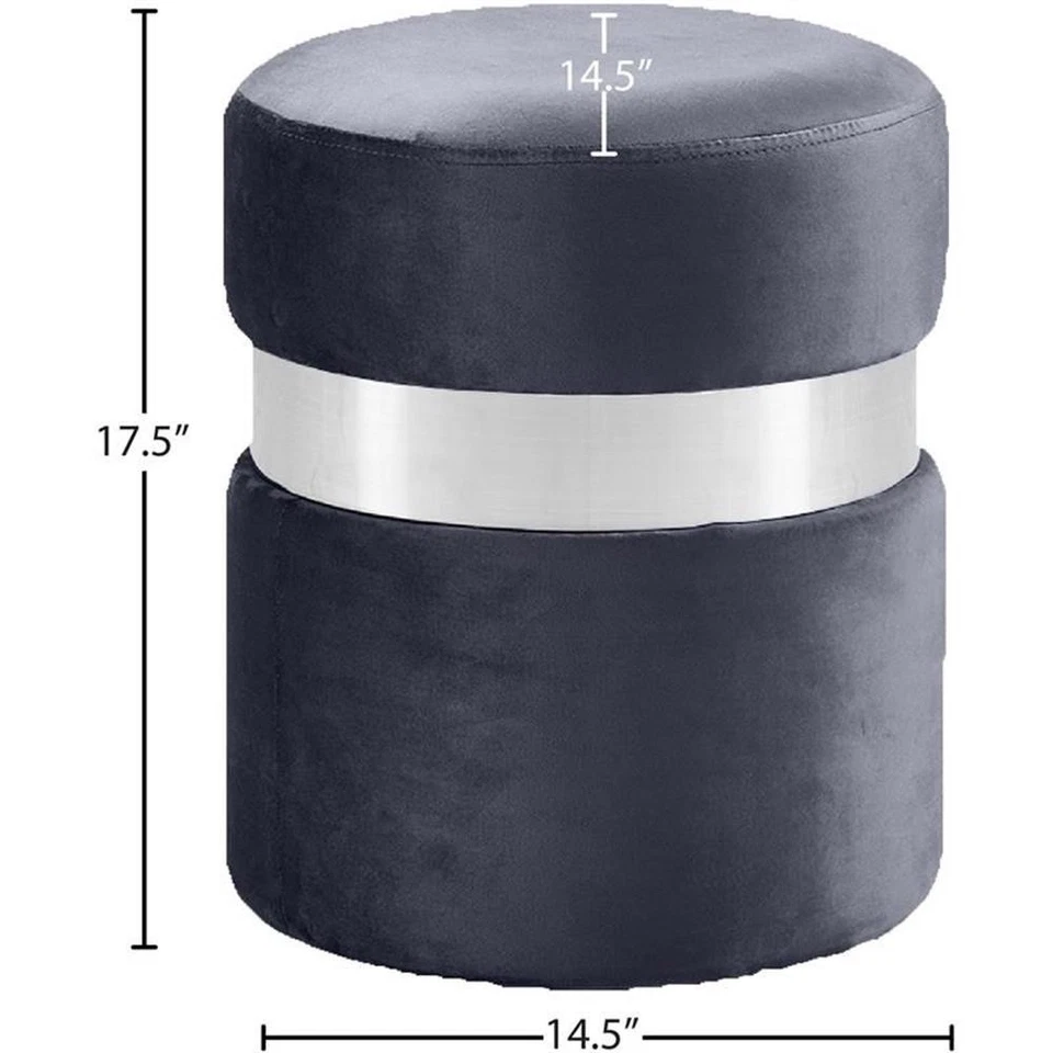 Meridian Furniture Hailey Contemporary Velvet Ottoman/Stool in Gray - Image 4 of 4