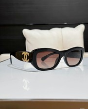 CHANEL SUNGLASSES BLACK FRAME 100 AUTHENTIC CLASSIC 5493 CAT EYE WOMEN BROWN