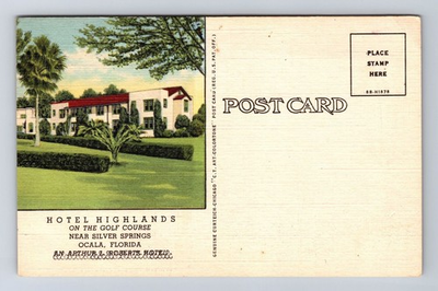 #ad Ocala FL Florida Hotel Highlands Advertisement Antique Vintage Postcard $0.99