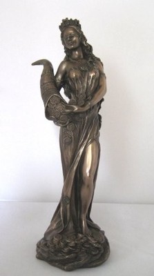 Römische Göttin Fortuna mit Füllhorn bronziert Figur Glück Glückspiel