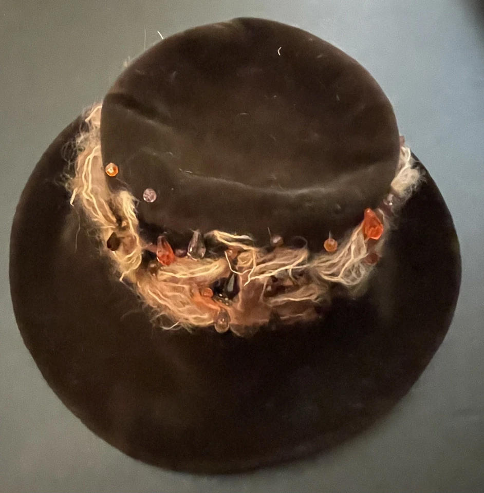 DE COLECCIÓN CHRISTIAN DIOR CHAPEAUX CUENTAS HILO PLUMAS TERCIOPELO FLOPPY SOMBRERO PARÍS NY Foto 4 de 4
